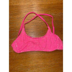 Pink Lace Womens Bikini Top With Spaghetti Straps